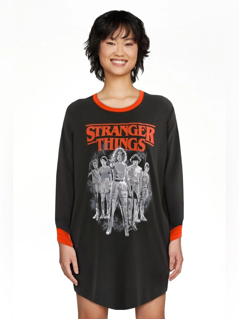 Stranger Things Graphic Long Sleeve Nightgown Sleep Shirt